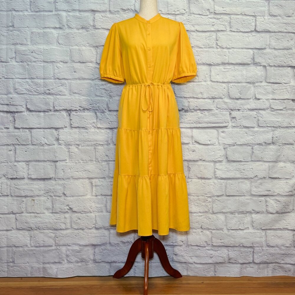 Popsugar Marigold Yellow Tiered Midi Dress